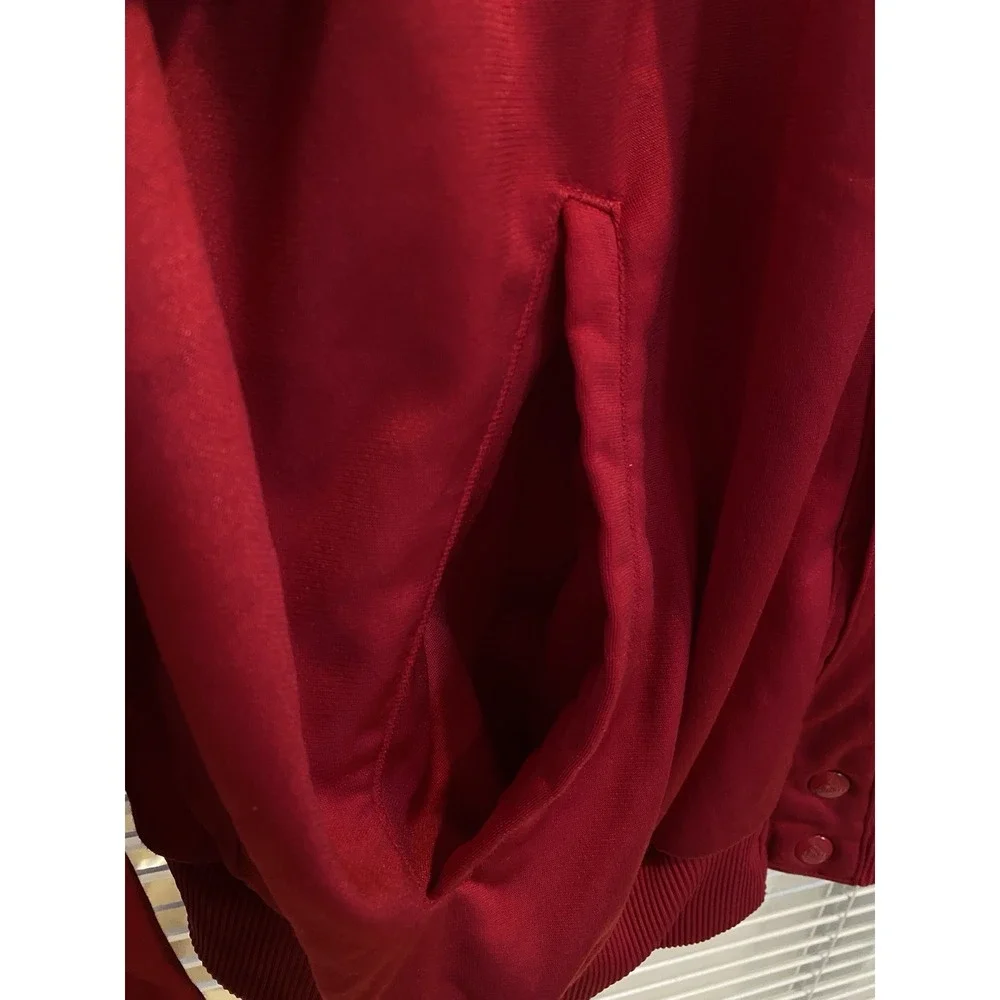 Adidas Men's Sz Large Track Jacket Logo Red Maroon Button Up‎ Pockets VTG
